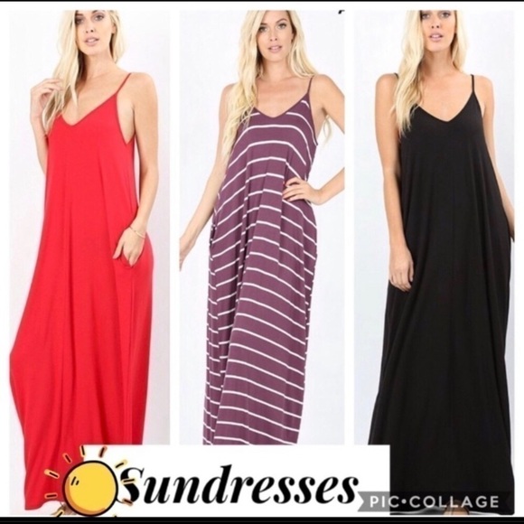 Eggplant & White Stripe Sundress - Picture 2 of 3